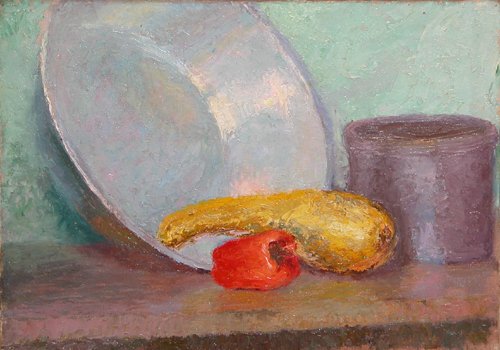 Appraisal: Still Life with Pepper and Gourd circa Artist Lazzell Blanche