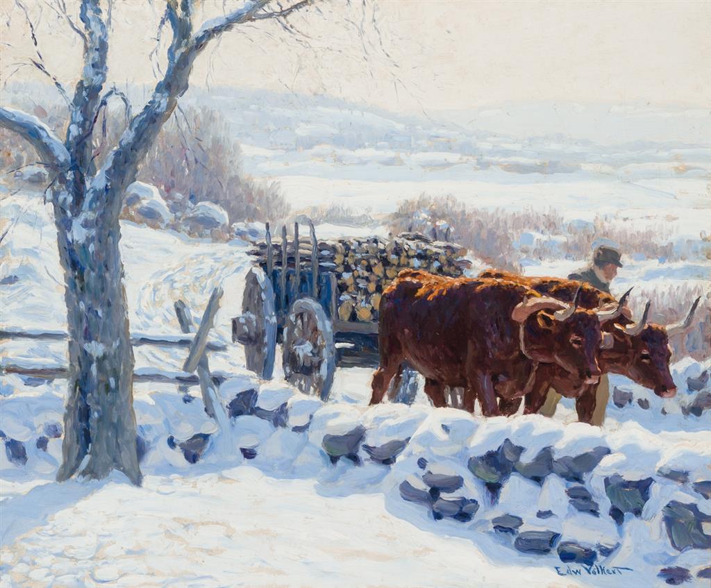 Appraisal: EDWARD VOLKERT American - Winter Work Conn oil on canvas