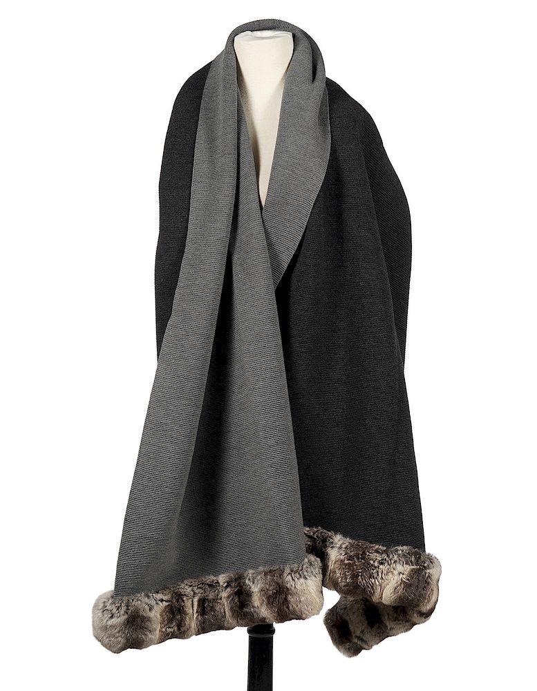 Appraisal: Morly's Italian Wool Chinchilla Shawl Wrap Morly's Vintage Italian Wool