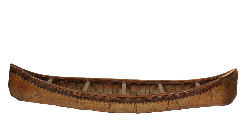 Appraisal: NATIVE MADE BIRCHBARK CANOE MODEL - Iroquois Style th c