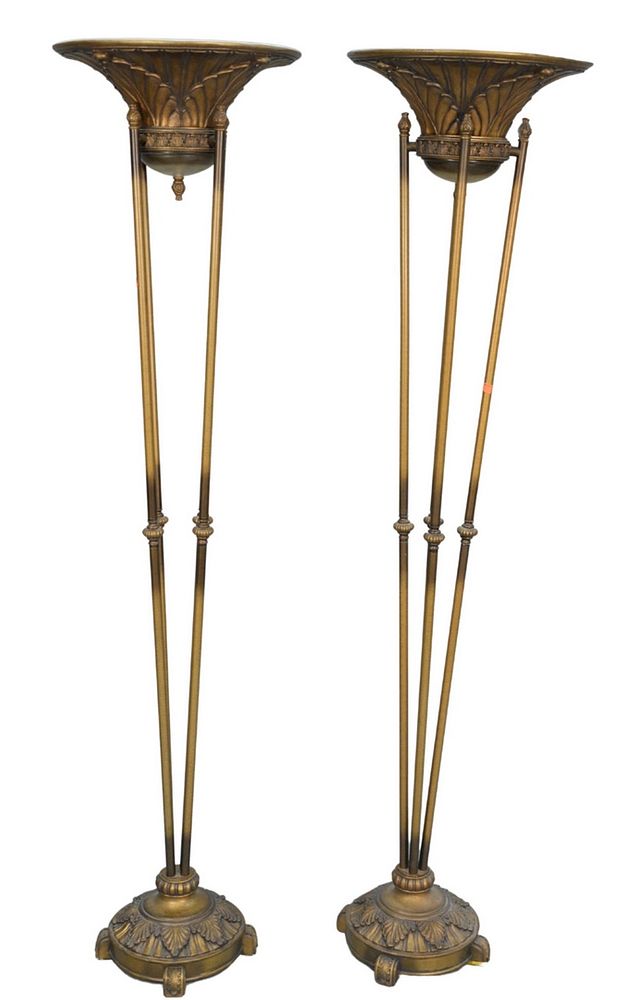 Appraisal: Pair of Indirect Torchiere Light Floor Lamps height inches Pair