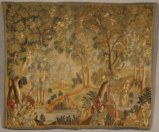 Appraisal: Flemish Verdure Tapestry Late th Century Depicting exotic birds beside