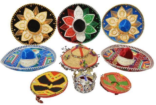 Appraisal: lot of Collection of Mexican decorative hats highlights include Salazar