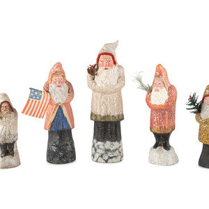 Appraisal: Five Papier-M ch Belsnickle Figures Likely German Circa and Later