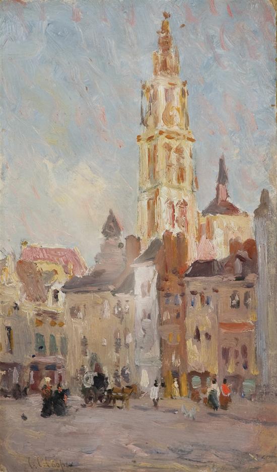 Appraisal: COLIN CAMPBELL COOPER American - Plaza with Cathedral oil on