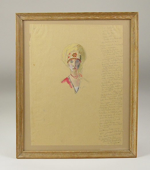 Appraisal: Watercolor - Bust of a Lady Critiqued and signed by