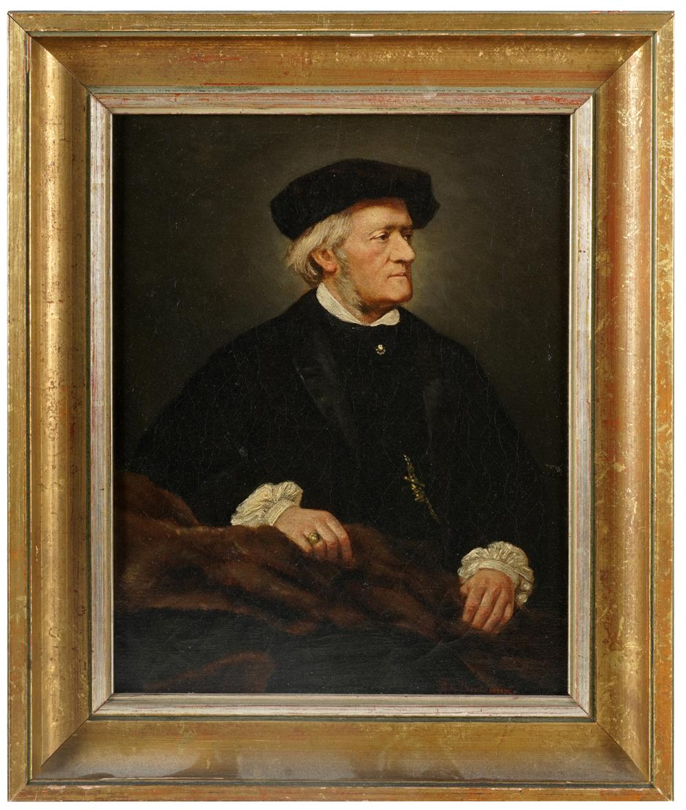 Appraisal: HIPPOLYTE-DOMINIQUE BERTEAUX - PORTRAITdepicting Richard Wagner - oil on canvas