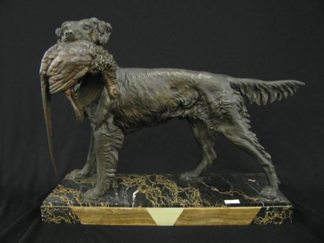 Appraisal: Fine Deco Statue of a Hunting Dog with pheasant white