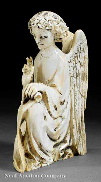 Appraisal: A German Carved Ivory Figure of Kneeling Angel late th