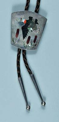 Appraisal: Edaakie Zuni silver bolo with slide chevron shaped slide with