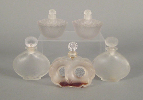 Appraisal: Pair of Lalique molded glass perfume bottles ca h together