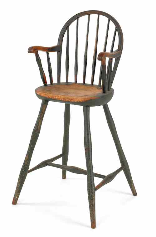 Appraisal: Philadelphia child's Windsor highchair ca with a bowback tenoned arms