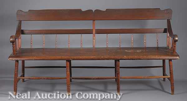 Appraisal: An American Classical Walnut Bench c Pennsylvania having a shaped