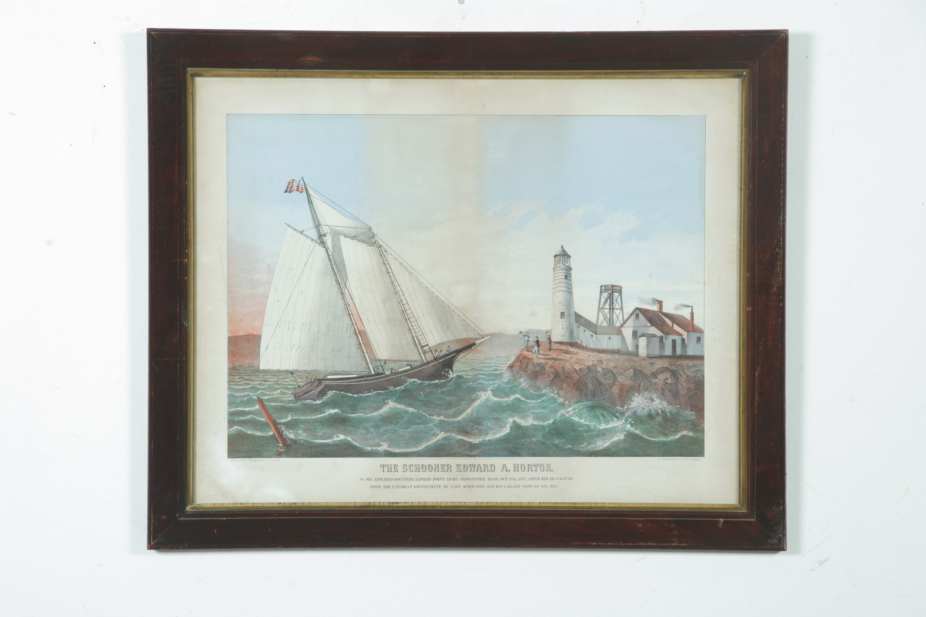 Appraisal: THE SCHOONER EDWARD A HORTON LITHOGRAPH Haskell and Allen Handcolored