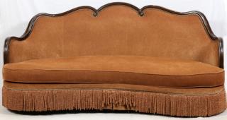 Appraisal: TRUMP HOME COLLECTION MAHOGANY UPHOLSTERED SOFA TRUMP HOME COLLECTION MAHOGANY