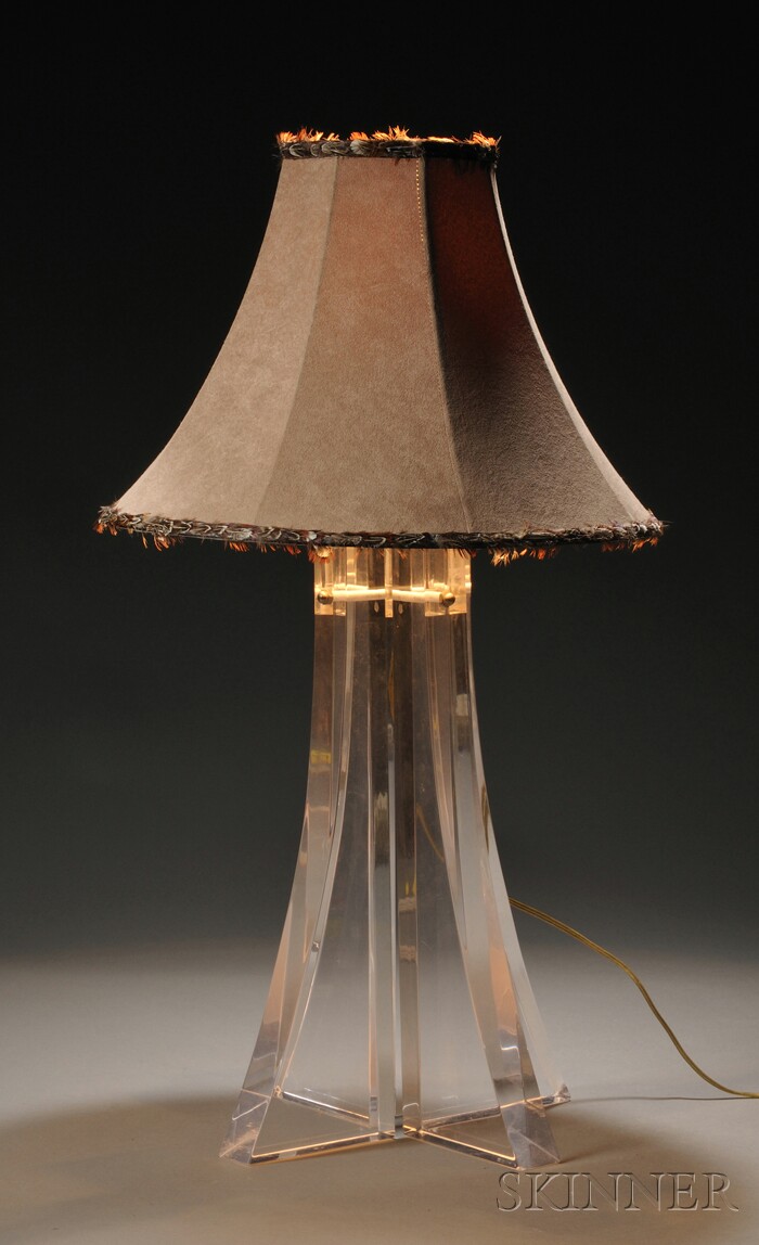 Appraisal: Lucite Table Lamp Lucite and brass th century Clear Lucite