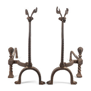 Appraisal: A Pair of Cast Iron Caribou Andirons Late th Early