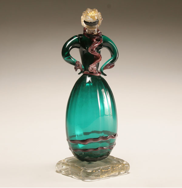 Appraisal: VAMSA Murano green glass figure of a female carnevale attendee