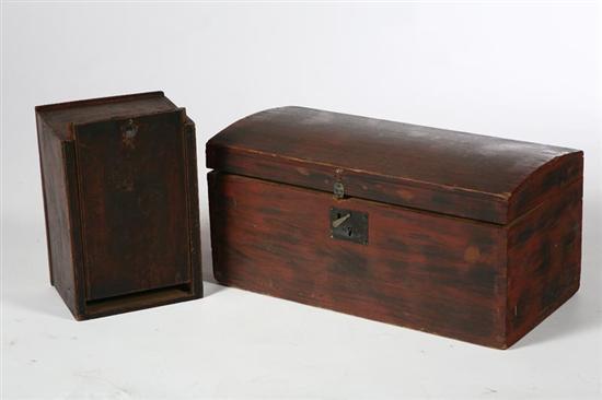 Appraisal: TWO DECORATED BOXES American mid th century Pine dome top