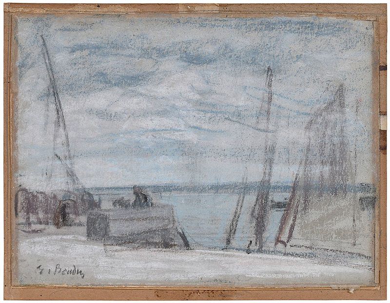 Appraisal: Attributed to Eug ne Boudin French - Port with Moored