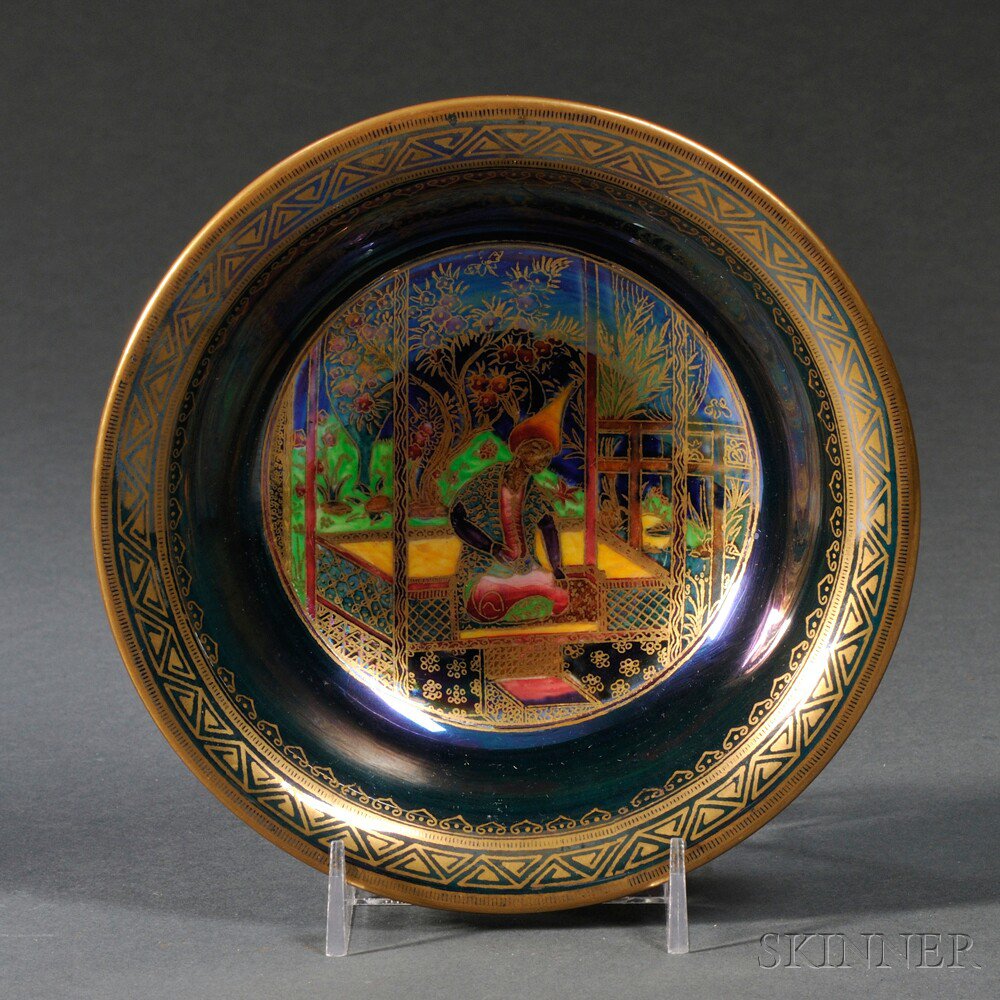 Appraisal: Wedgwood Fairyland Lustre Nizami Lily Tray England c gilded border