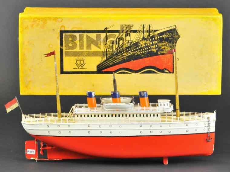 Appraisal: BING OCEAN LINER WITH BOX Germany circa red and white