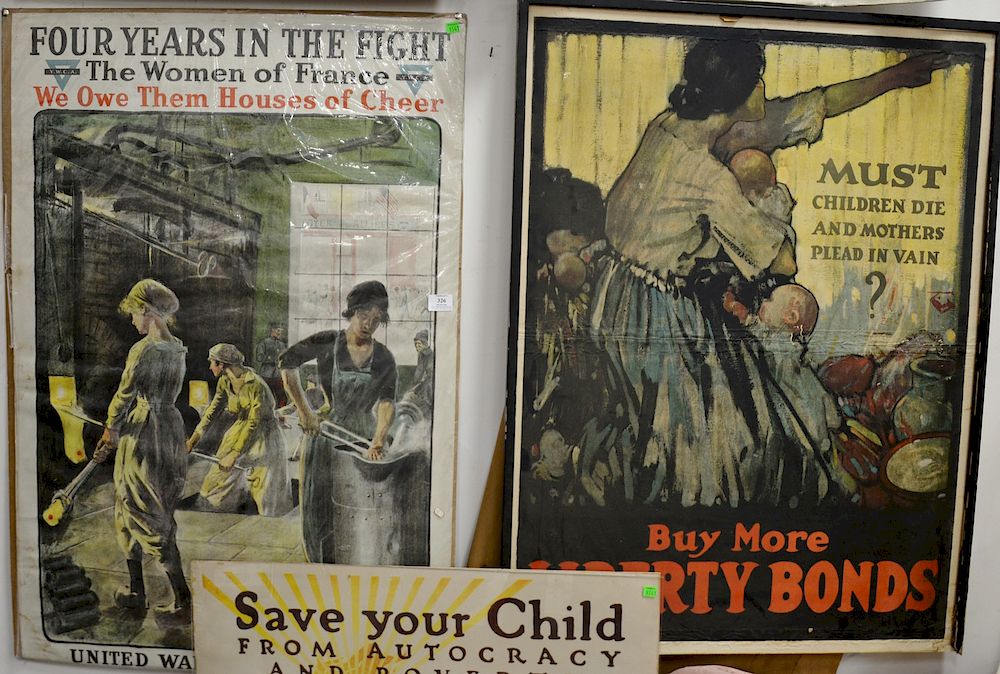 Appraisal: Six large World War I posters to include YMCA Must