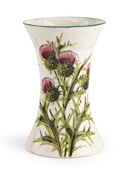 Appraisal: WEMYSS MEDIUM BEAKER VASE EARLY TH CENTURY decorated with thistles