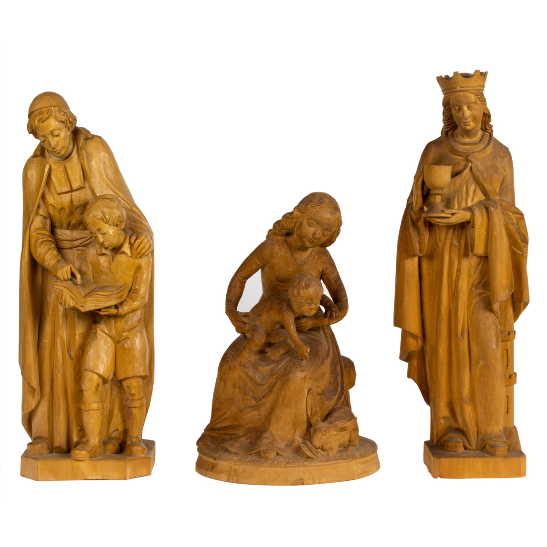 Appraisal: LOT OF GERMAN CARVED RELIGIOUS FIGURES OF ST BARBARA ST