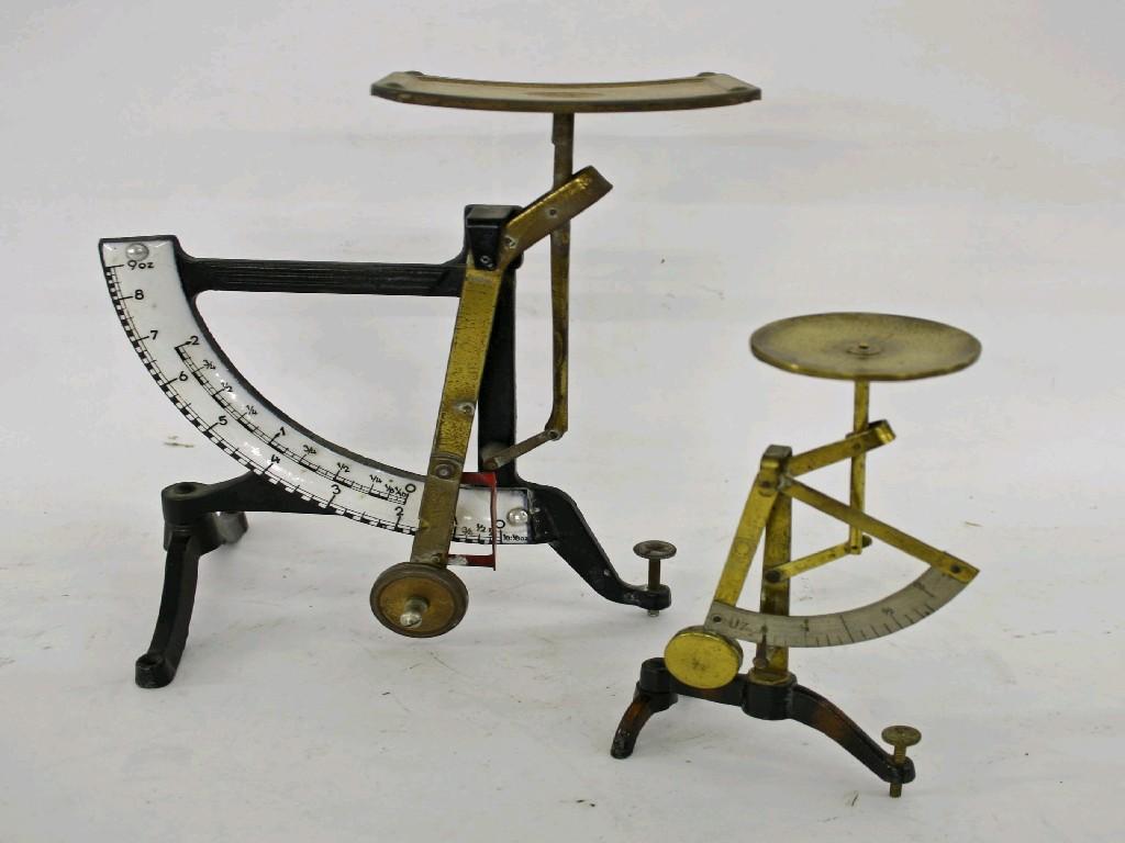 Appraisal: Interesting German brass and cast iron quadrant postal scales with