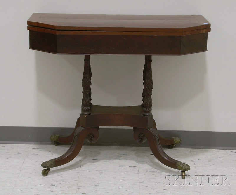 Appraisal: Classical Carved Mahogany and Mahogany Veneer Platform-base Card Table ht