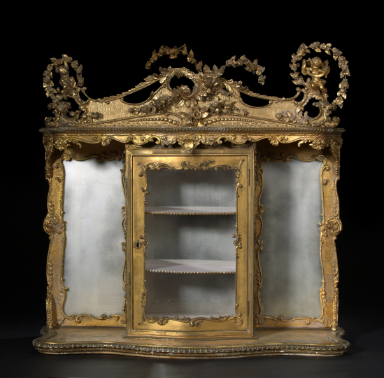 Appraisal: Louis XV-Style Giltwood and Gesso Wall Vitrine fourth quarter th