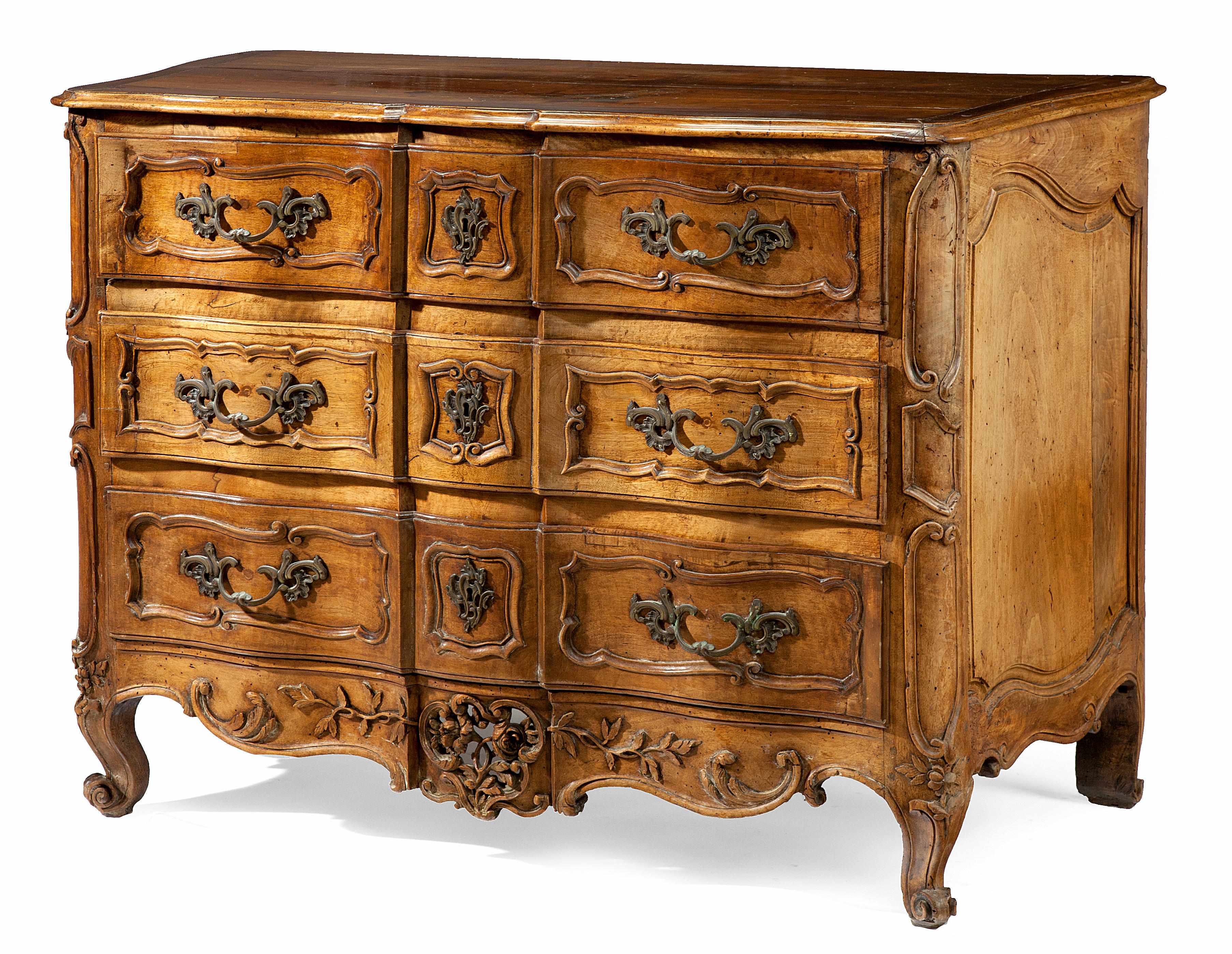 Appraisal: Property of various owners A Louis XV carved walnut commode