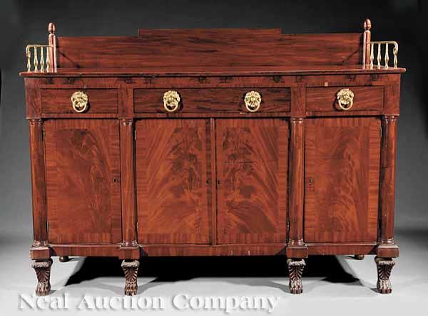 Appraisal: An American Classical Carved Mahogany Sideboard early th c probably