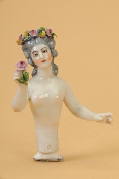 Appraisal: Dressel Kister Half Doll Lady with Roses Germany ca a