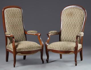 Appraisal: Near Pair of French Louis Philippe Style Carved Wa Near