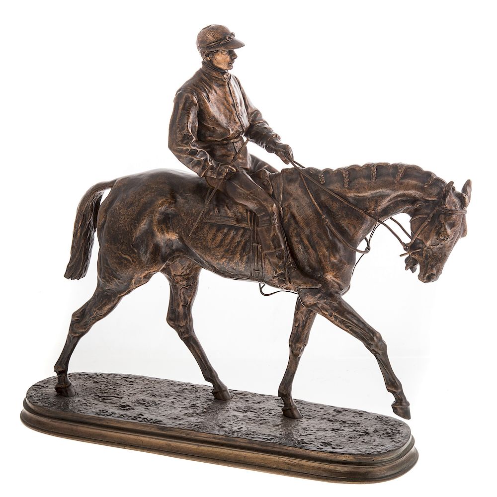 Appraisal: Pierre Jules Mene Horse and Jockey Bronze French - Signed