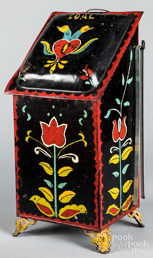 Appraisal: Folk Art painted coal skuttle Folk Art painted coal skuttle