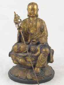 Appraisal: A Japanese c gilt bronze figure of Jiso with detachable