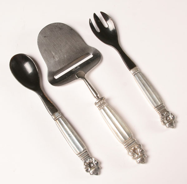 Appraisal: Georg Jensen sterling serving pieces cheese plane and also fork