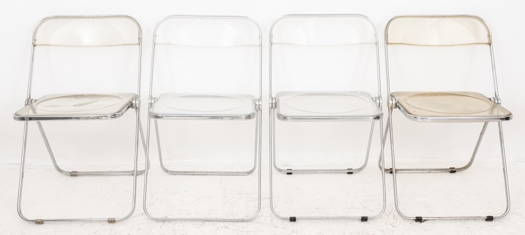 Appraisal: PIRETTI CASTELLI LUCITE 'PLIA ' FOLDING CHAIRS Four Modern Giancarlo