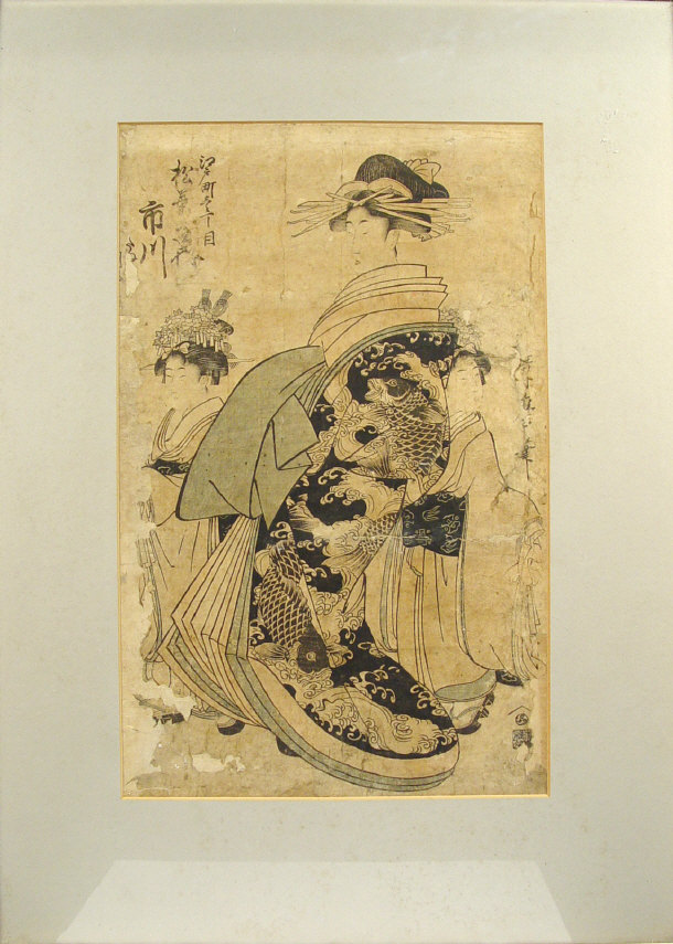 Appraisal: Early th Century woodblock print of Japanese females in gowns