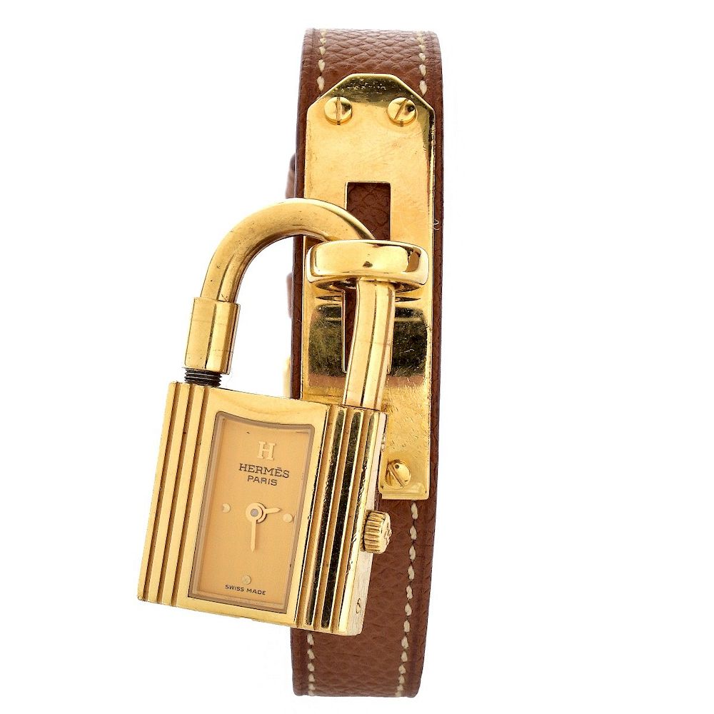 Appraisal: Hermes Kelly Watch Hermes Kelly Watch Light brown leather and