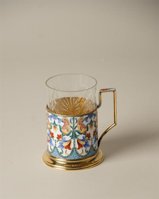 Appraisal: A Pre-Revolution Russian Enameled and Gilt Sterling Tea Glass Holder