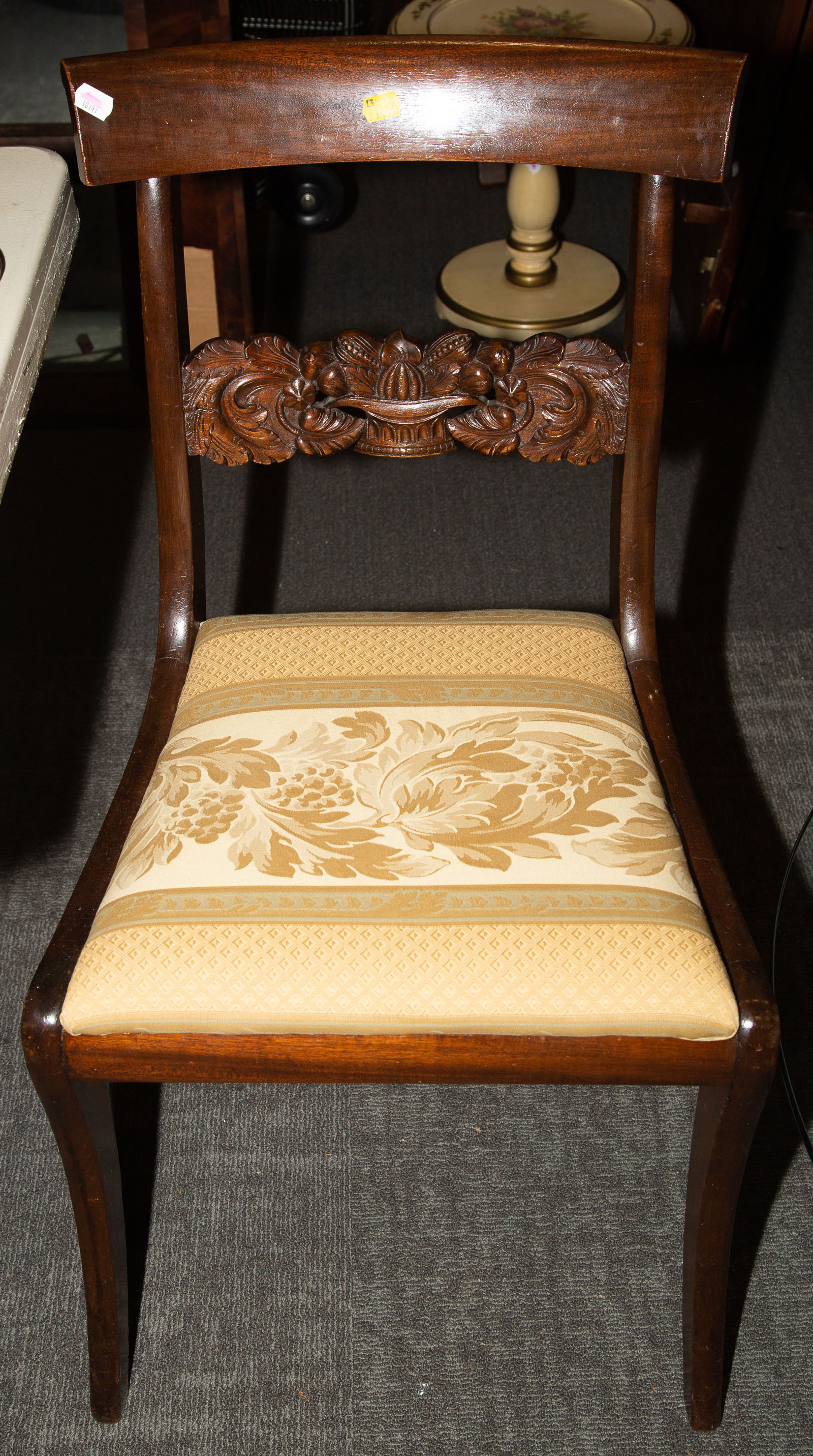 Appraisal: FEDERAL STYLE MAHOGANY SIDE CHAIR Potthast Bros Baltimore st half-