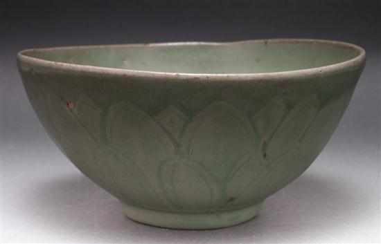 Appraisal: Korean celadon glaze stoneware bowl th th century with stylized