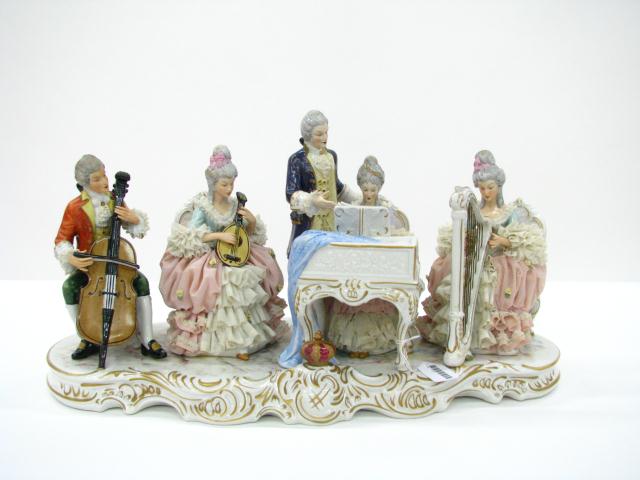 Appraisal: Monumental Dresden Figural Grouping depicting Musicians '' long '' wide