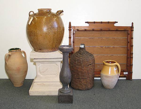 Appraisal: An assembled grouping th th century Comprising Asian brown glazed