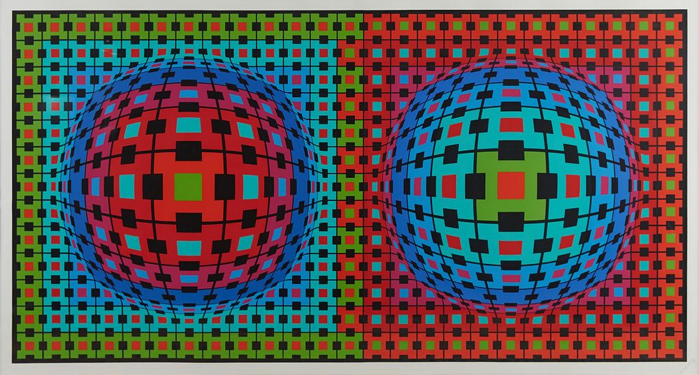 Appraisal: Victor Vasarely Ionau Color Screenprint Victor Vasarely - Screenprint in