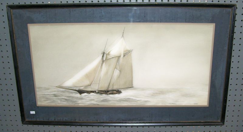 Appraisal: Yacht America at Boothbay by David Hanna Framed watercolor measures